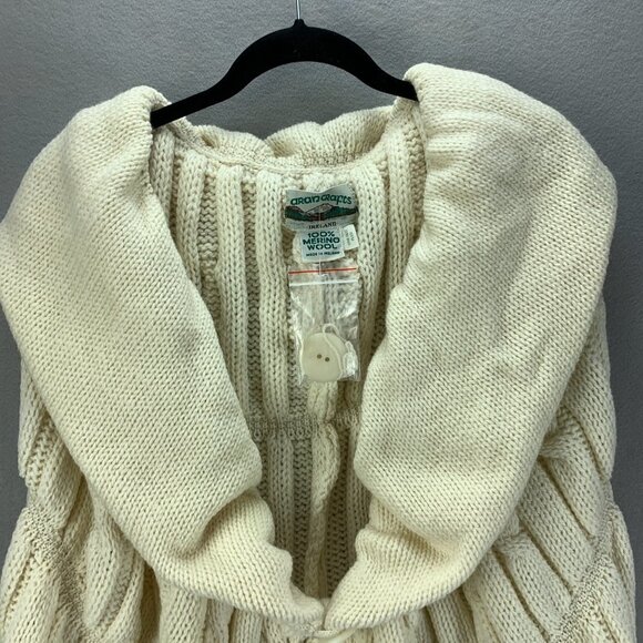 Aran Crafts Sweater Womens One Size Plus Shrug Merino Wool Ireland One Button - Picture 3 of 11